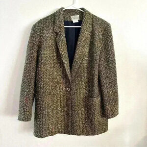 Vintage Green Mountain Mercantile Tweed‎ Blazer Women’s Sz 12 Made In Usa Formal